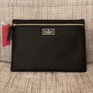 NWT Kate Spade Wlison Road large drewe clutch blk